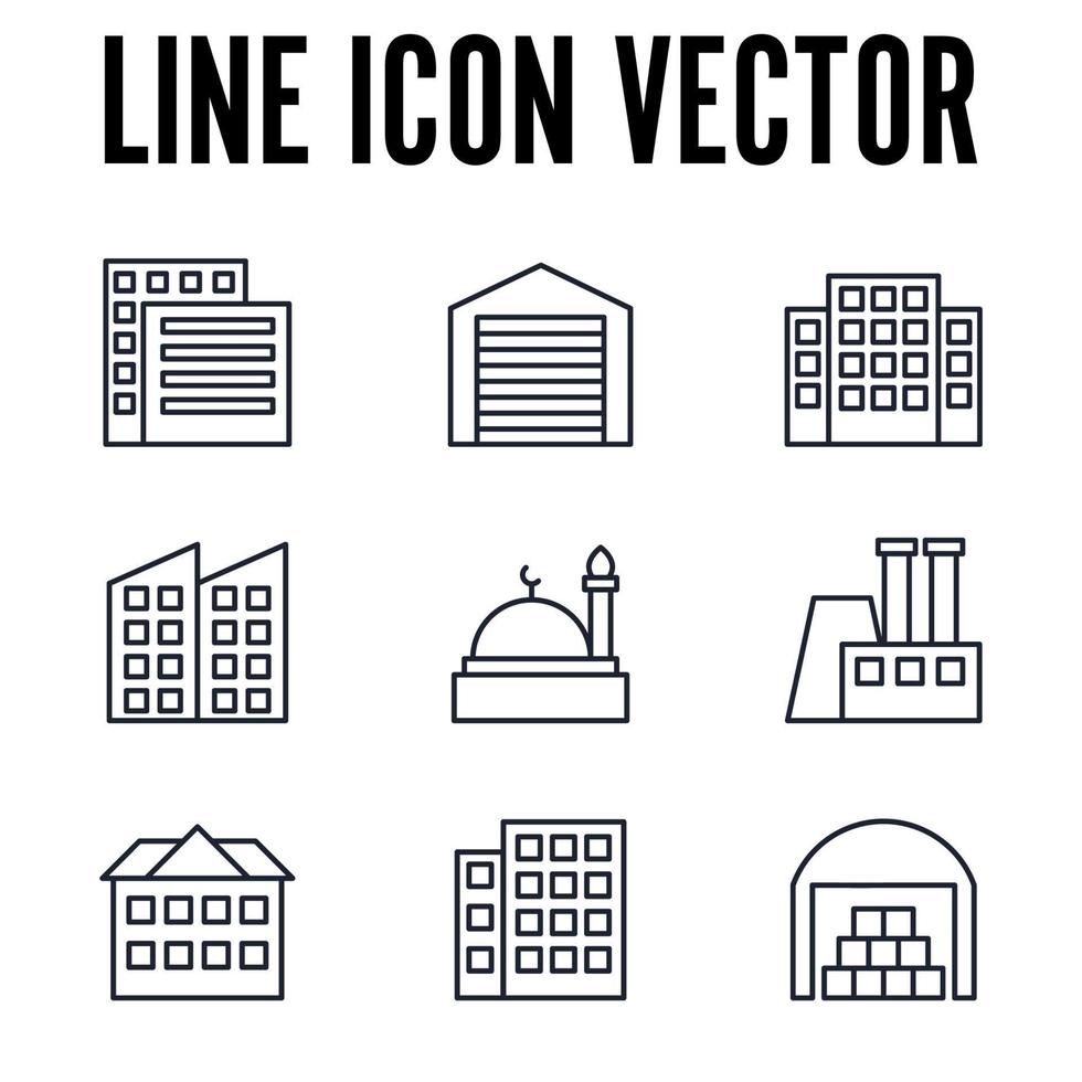 plantilla de símbolo de icono de conjunto de construcción para ilustración de vector de logotipo de colección de diseño gráfico y web