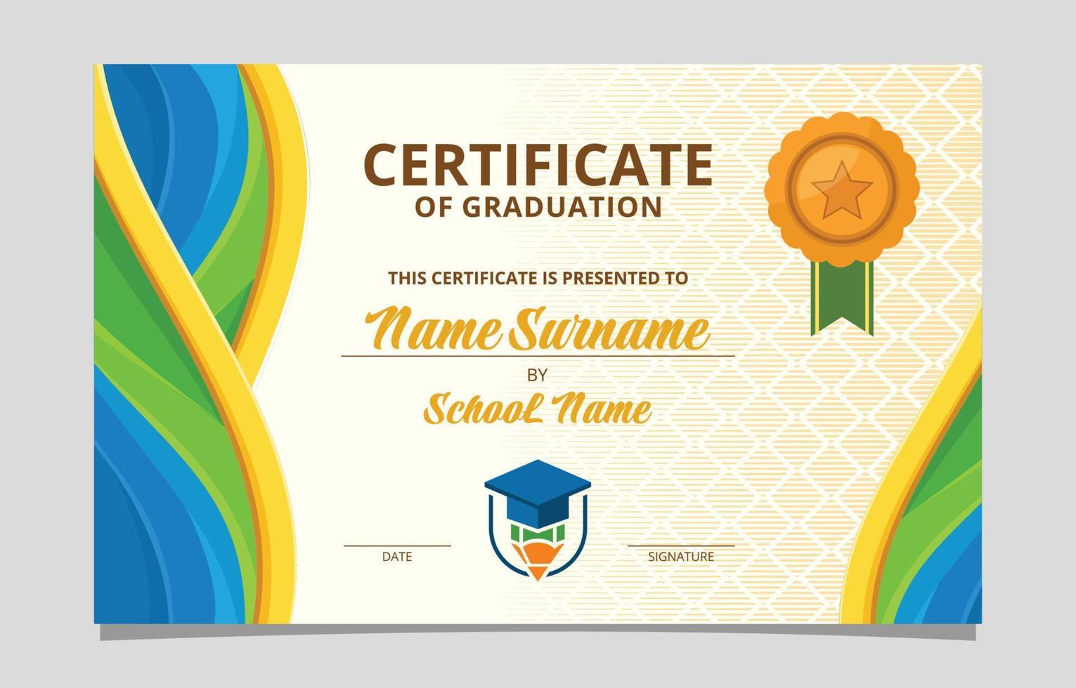 certificado de plantilla de diseño de graduación vector