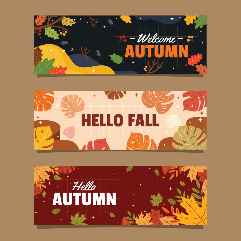 Fall Floral Banner Set vector