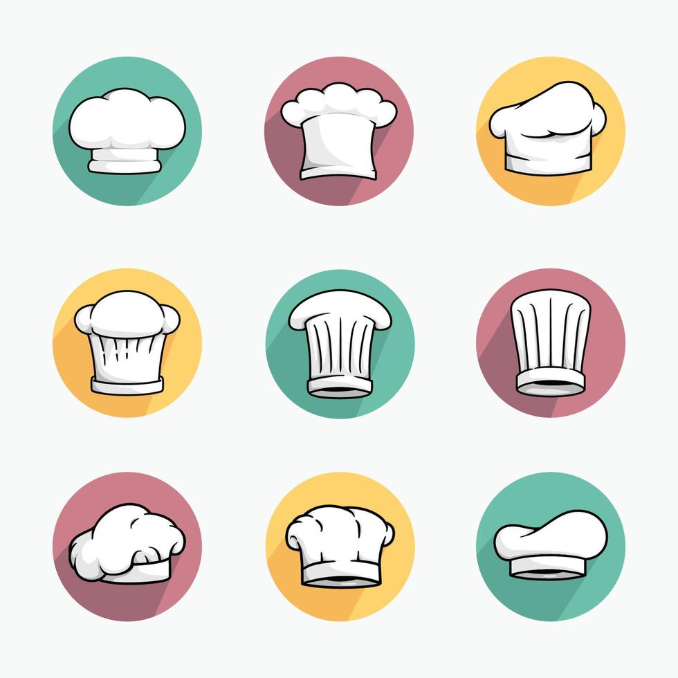 conjunto de iconos de sombrero de chef vector