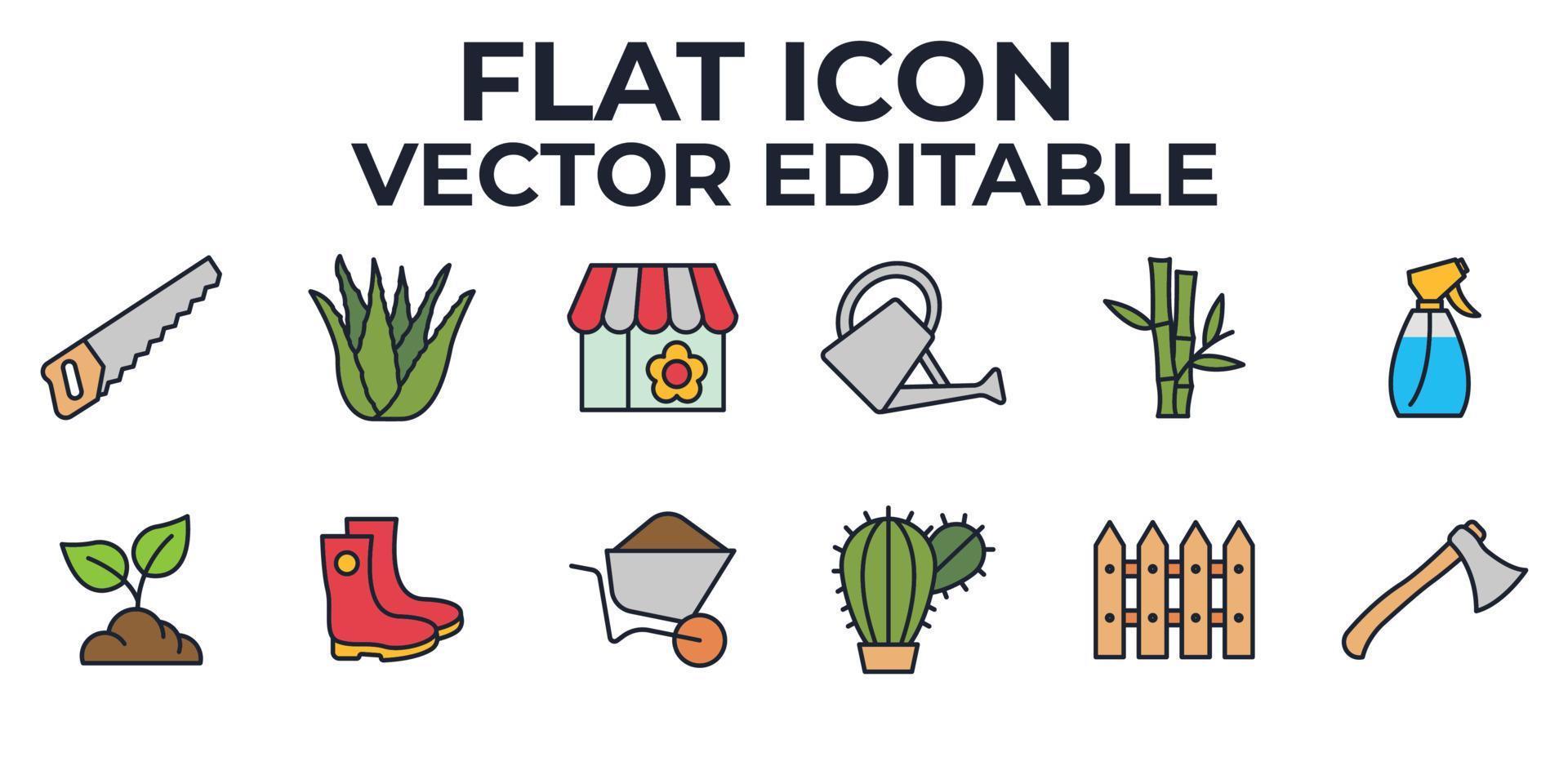 Flower and Gardening set icon symbol template for graphic and web design collection logo vector illustration