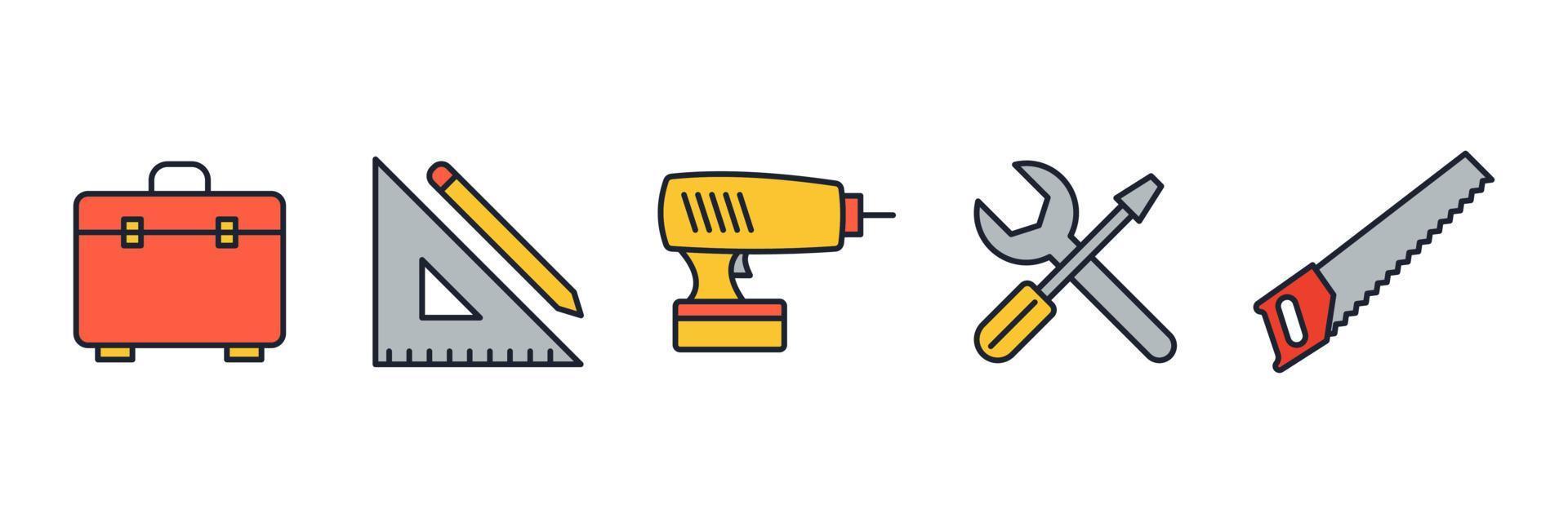 construction and home repair set icon symbol template for graphic and web design collection logo vector illustration