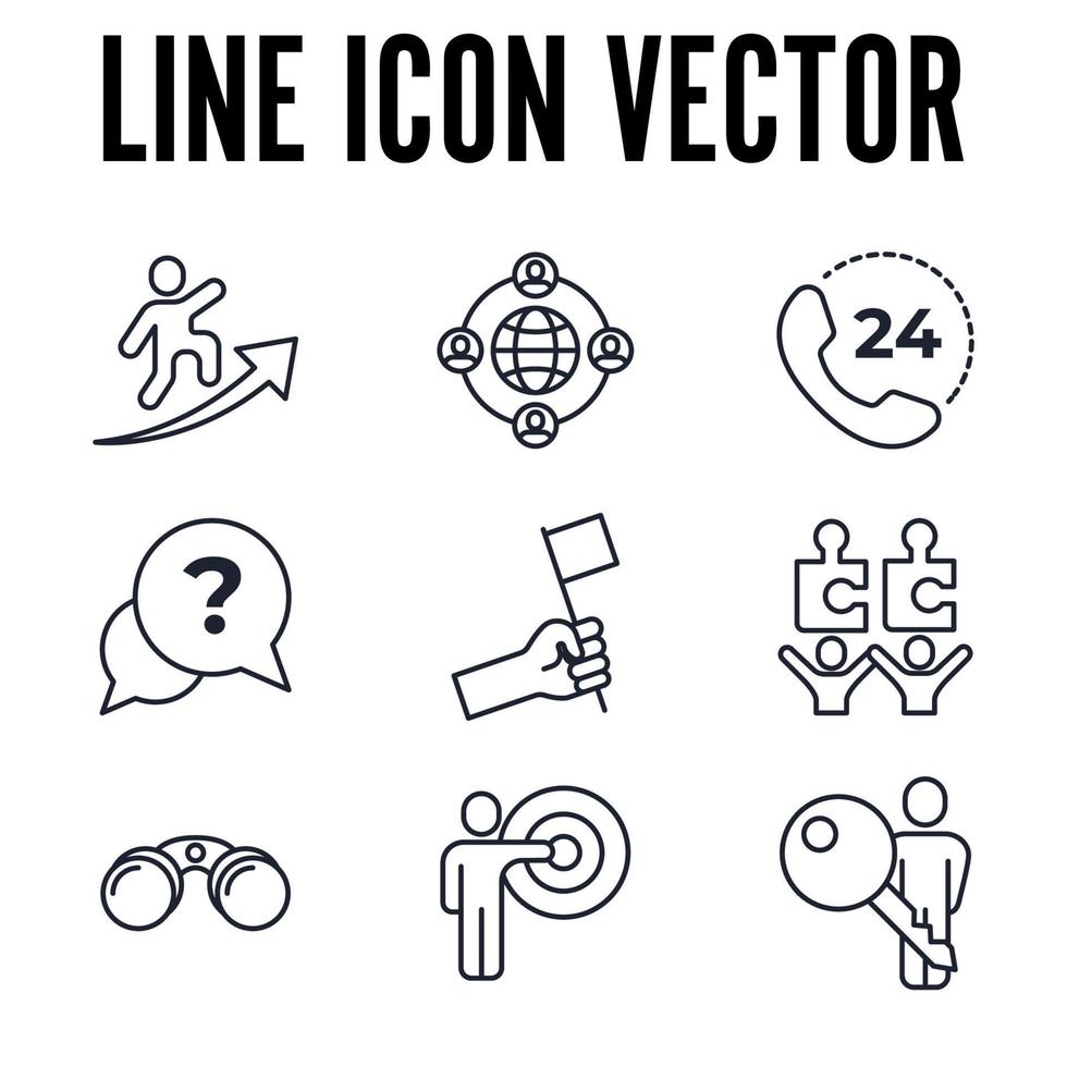 plantilla de símbolo de icono de conjunto de trabajo en equipo de negocios para ilustración de vector de logotipo de colección de diseño gráfico y web