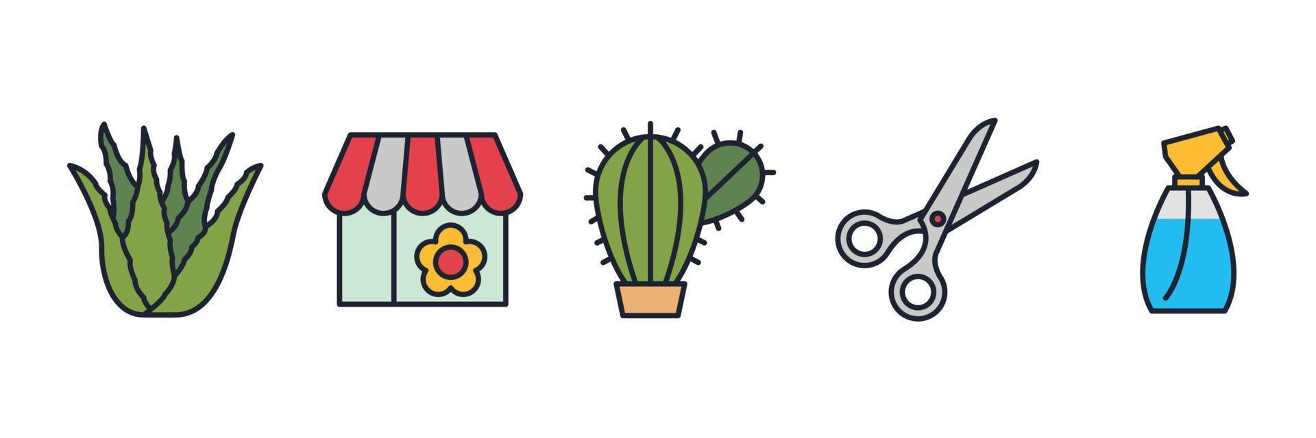 plantilla de símbolo de icono de conjunto de flores y jardinería para ilustración de vector de logotipo de colección de diseño gráfico y web