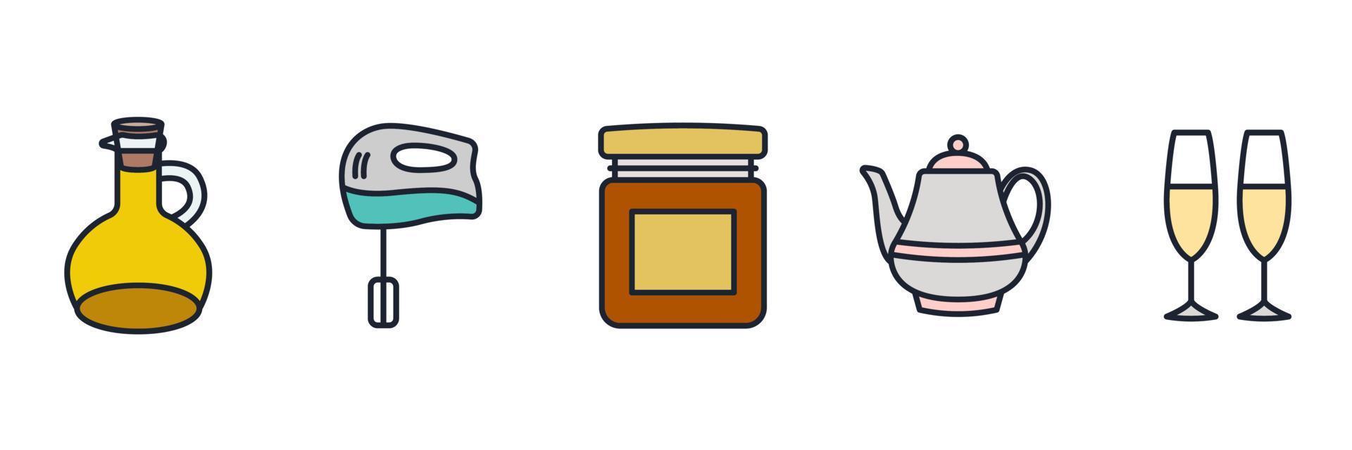 kitchen cooking set icon symbol template for graphic and web design collection logo vector illustration