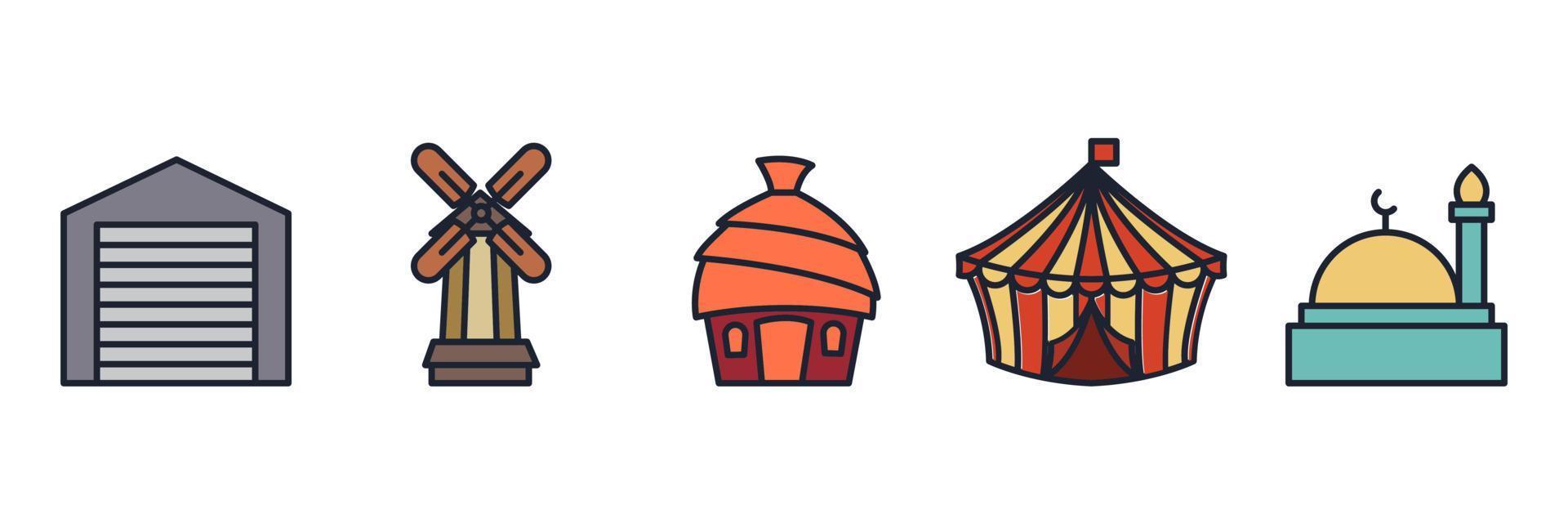 Building set icon symbol template for graphic and web design collection logo vector illustration