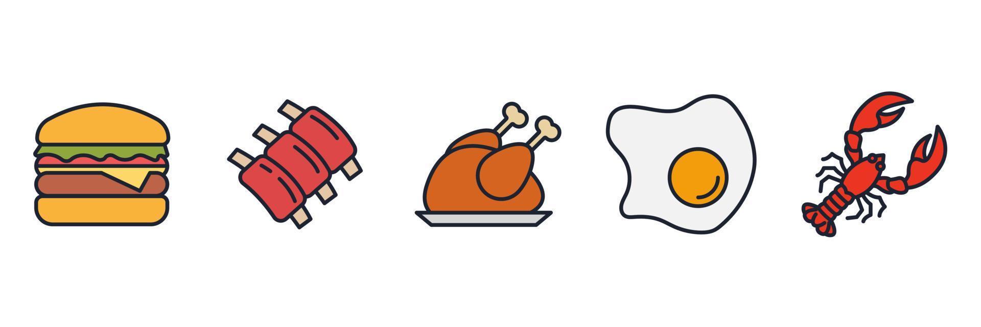 Meat, poultry, fish and eggs set icon symbol template for graphic and web design collection logo vector illustration