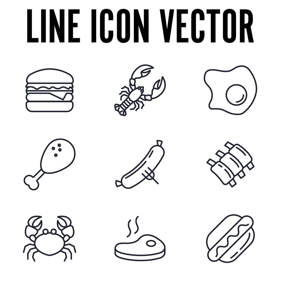 carne, aves, pescado y huevos establecer plantilla de símbolo de icono para la ilustración de vector de logotipo de colección de diseño gráfico y web