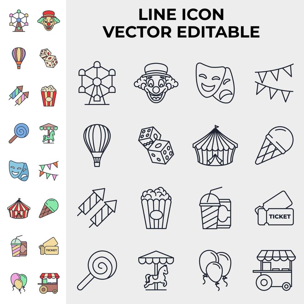 Carnival. amusement park set icon symbol template for graphic and web design collection logo vector illustration