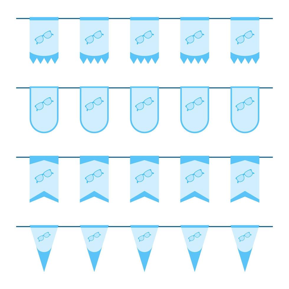 Set of colored Flags with Glasses vector