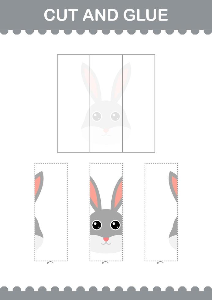 Cut and glue Rabbit face. Worksheet for kids vector