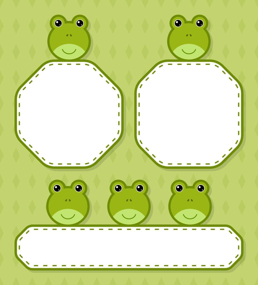 Set of cute banner with Frog vector