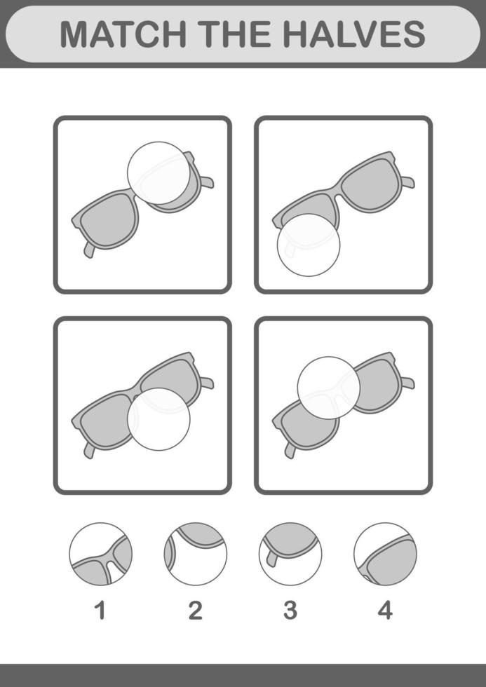 Match halves of Glasses. Worksheet for kids 8690186 Vector Art at Vecteezy