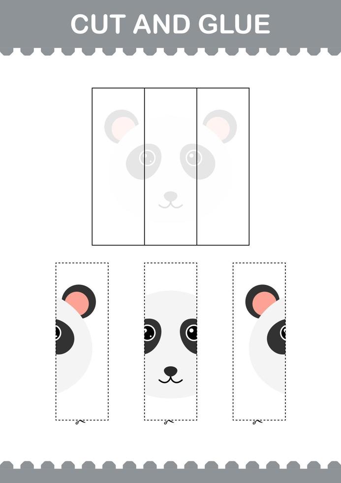 Cut and glue Panda face. Worksheet for kids vector