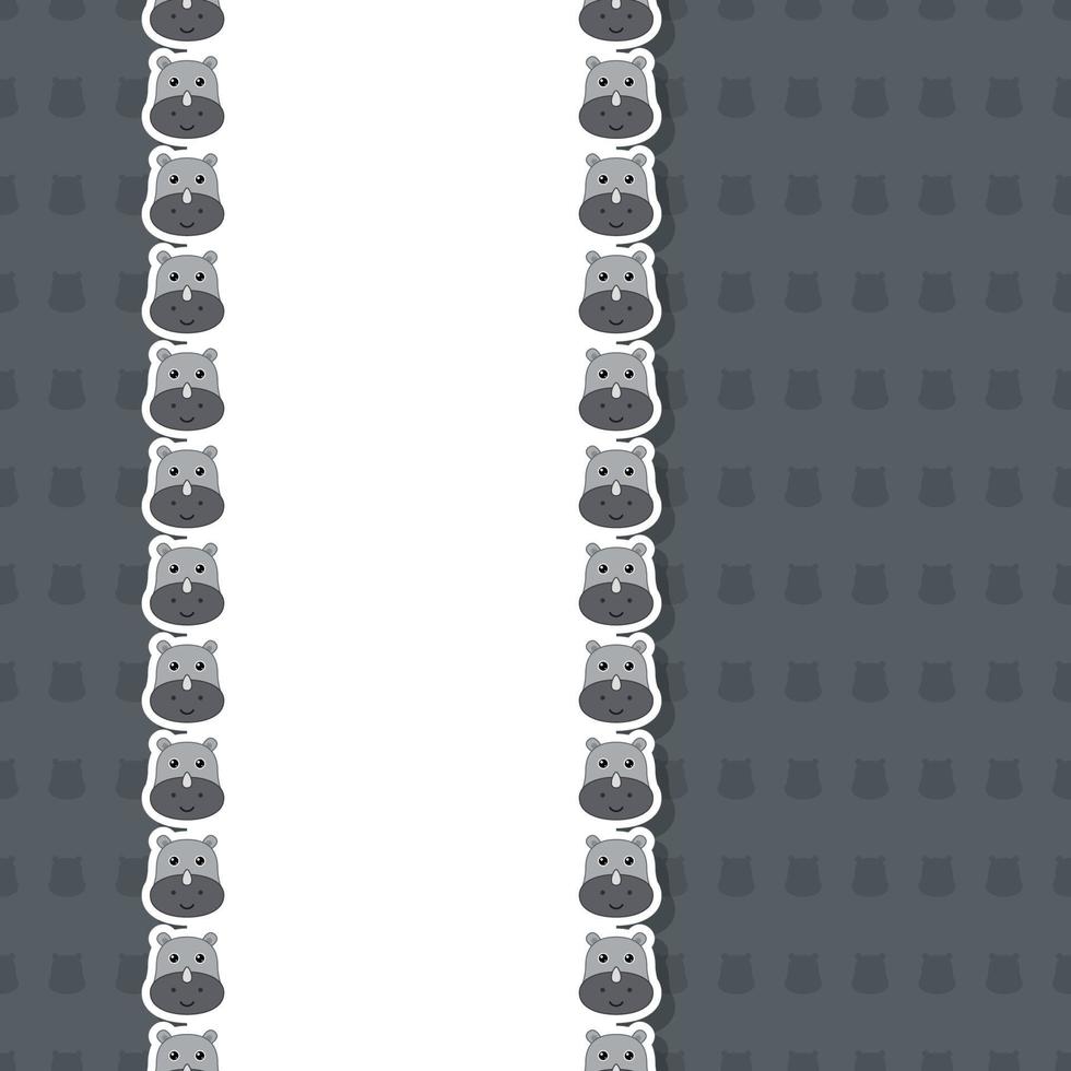 Rhinoceros with frame for banner, poster, and greeting card vector