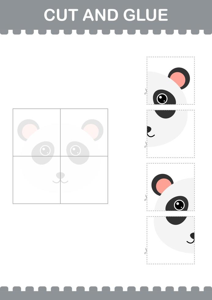 Cut and glue Panda face. Worksheet for kids vector