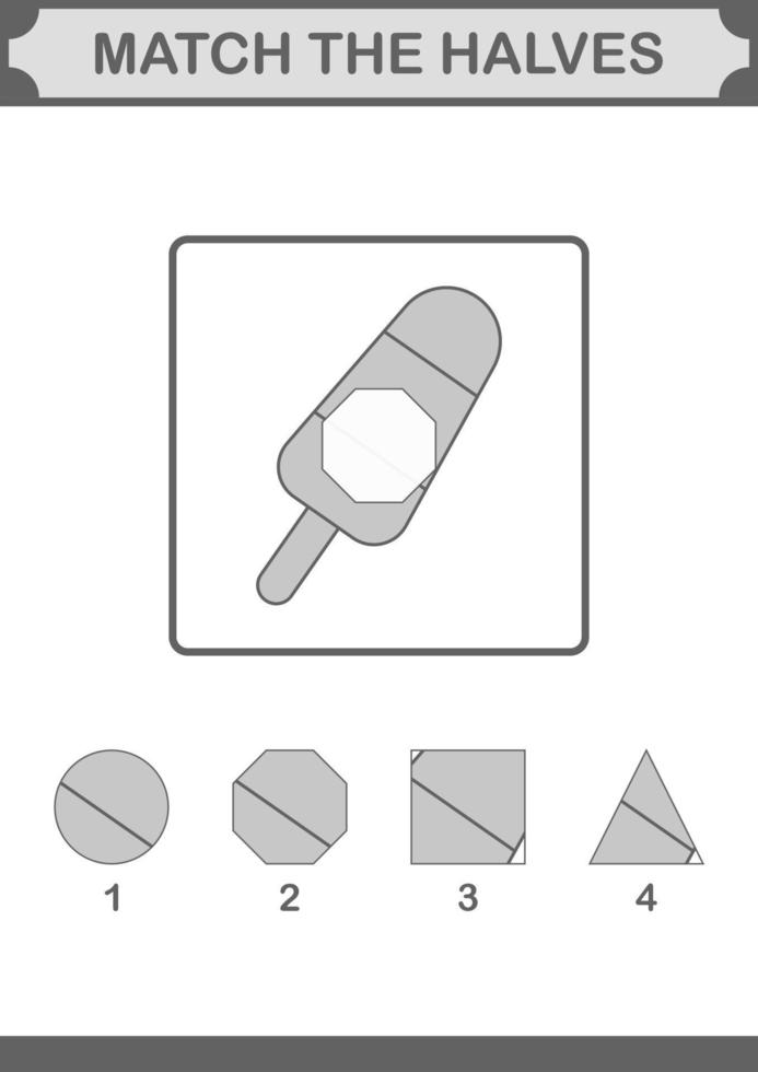 emparejar mitades de helado. hoja de trabajo para niños vector