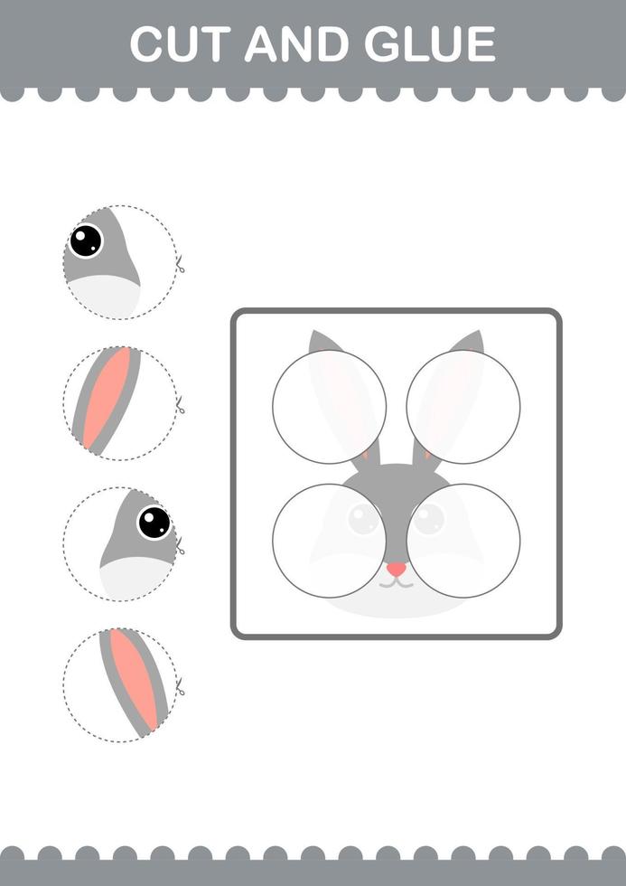 Cut and glue Rabbit face. Worksheet for kids vector