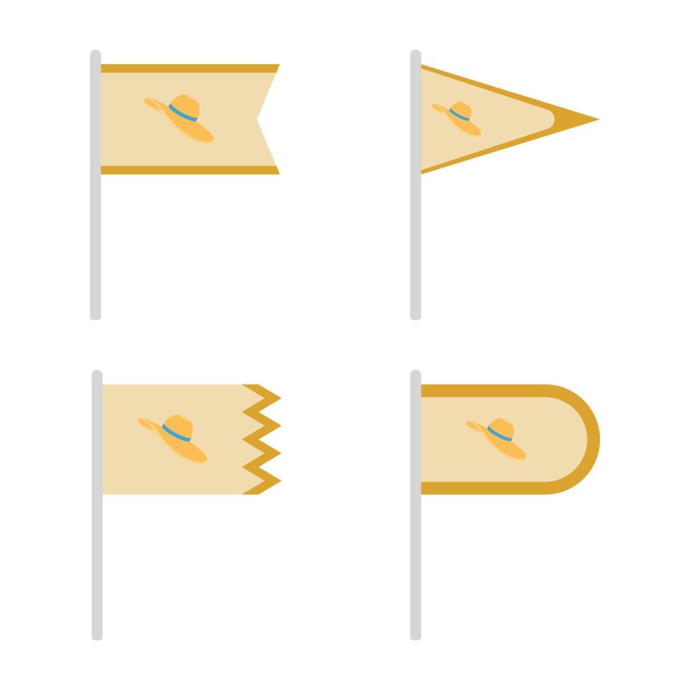 Set of colored Flags with Women Hat vector