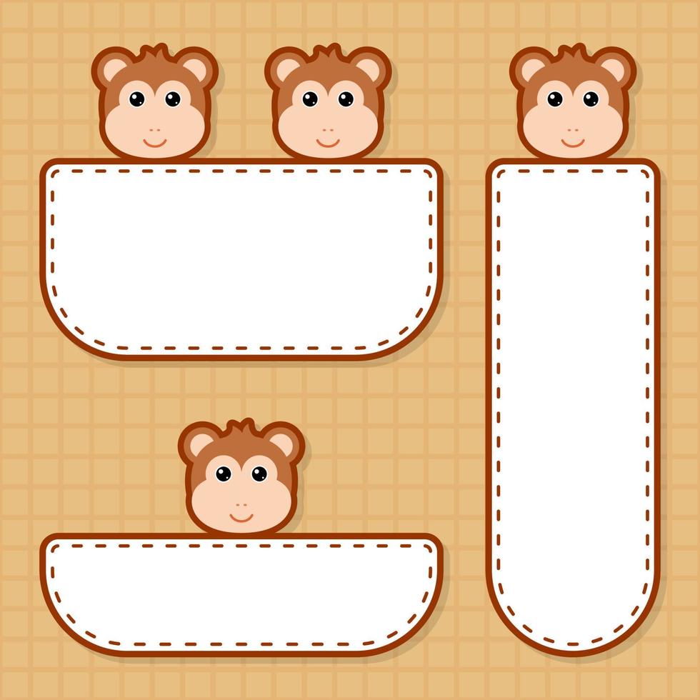 Set of cute banner with Monkey vector