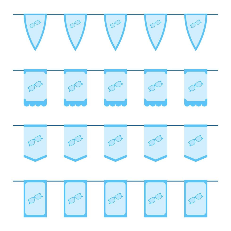 Set of colored Flags with Glasses vector