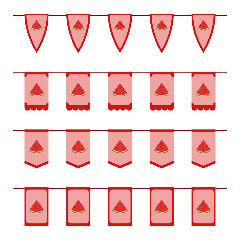 Set of colored Flags with Watermelon vector