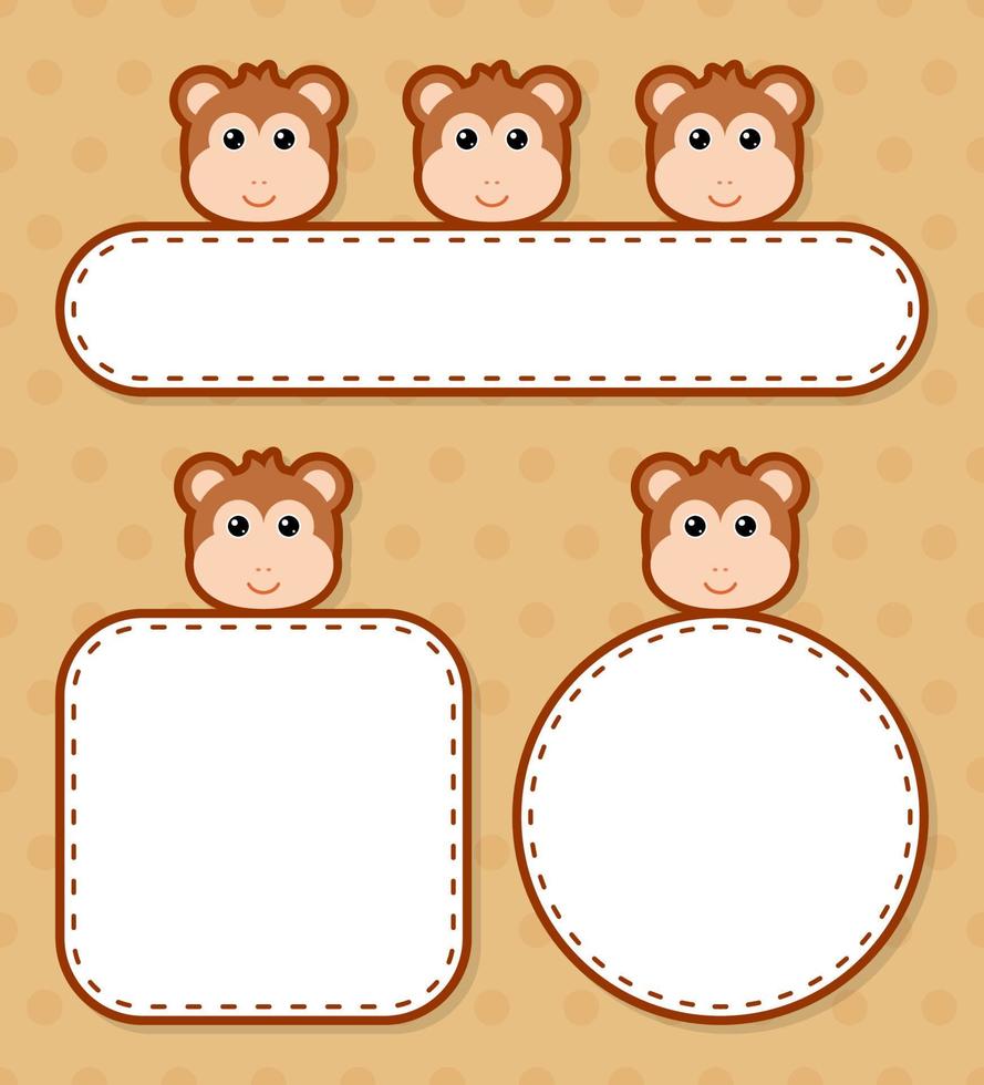 Set of cute banner with Monkey vector