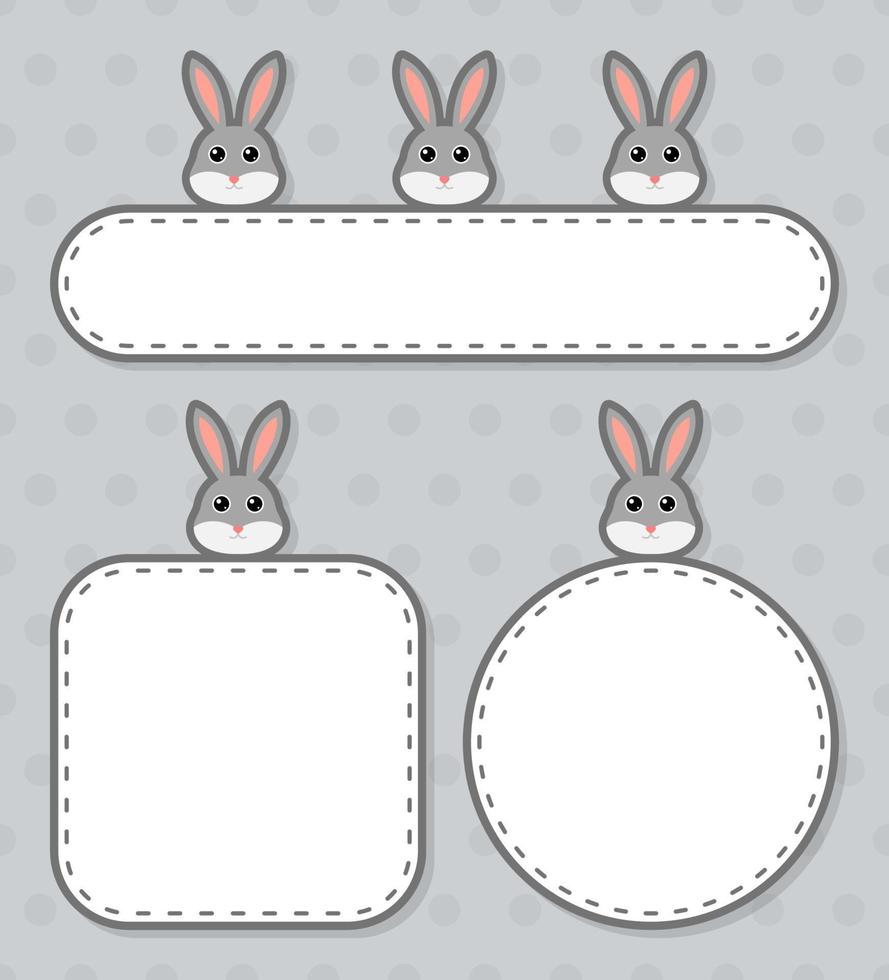 Set of cute banner with Rabbit vector