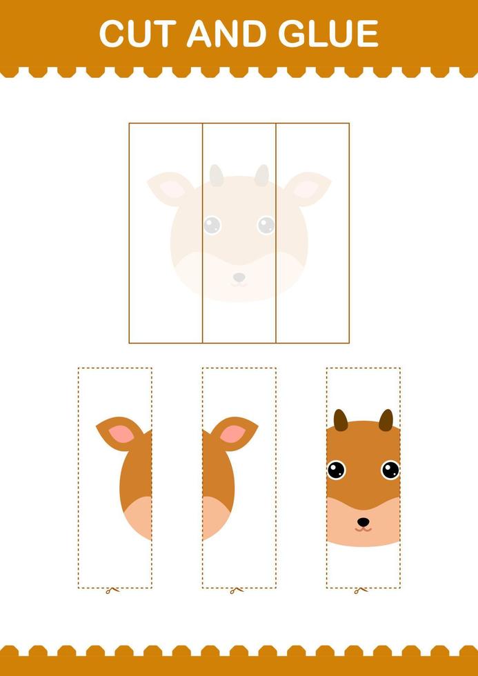 Cut and glue Deer face. Worksheet for kids vector