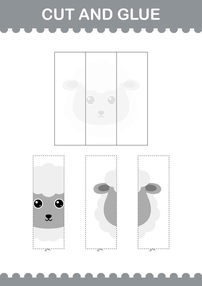 Cut and glue Sheep face. Worksheet for kids vector