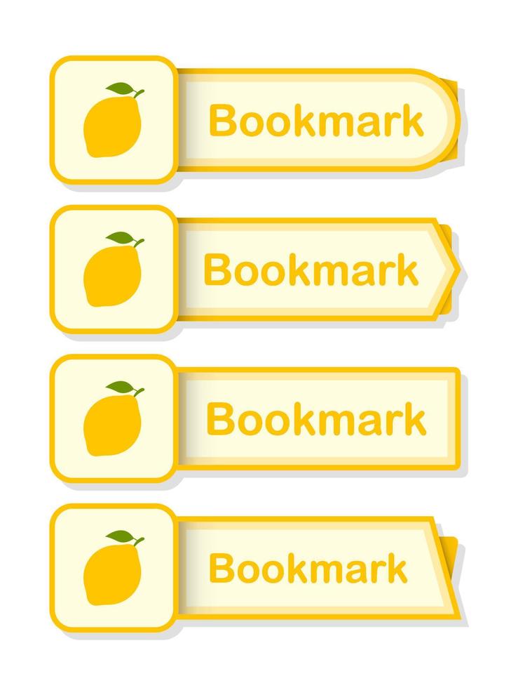 Set of colored bookmarks with Lemon vector