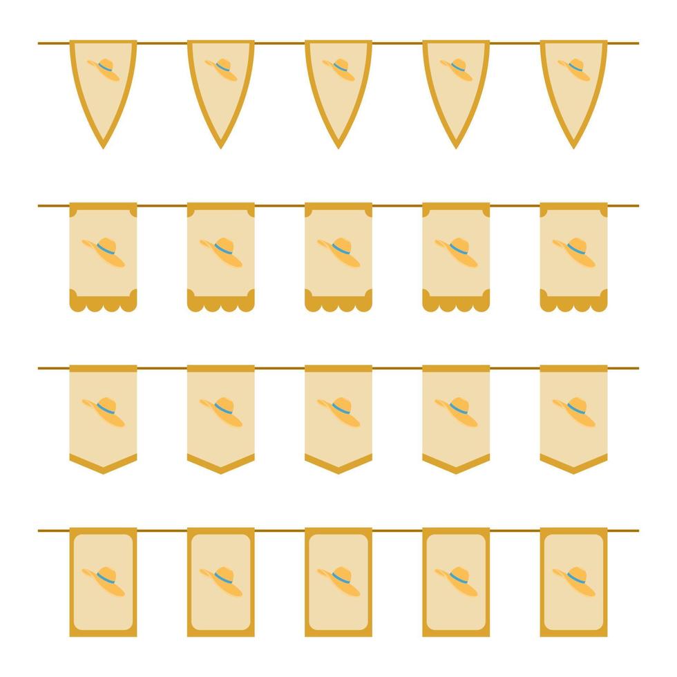 Set of colored Flags with Women Hat vector