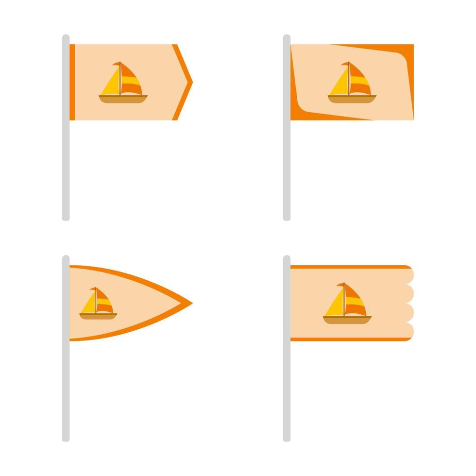 Set of colored Flags with Sailboat vector