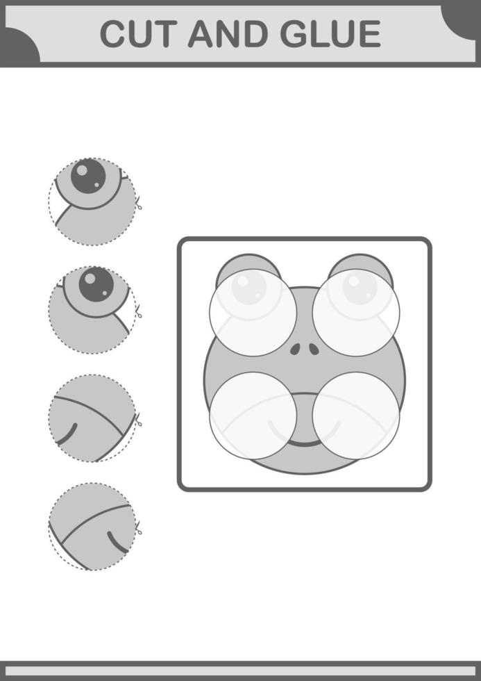 Cut and glue Frog face. Worksheet for kids vector