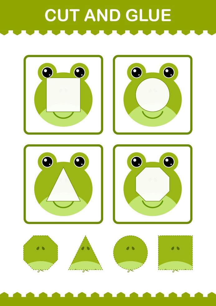Cut and glue Frog face. Worksheet for kids vector