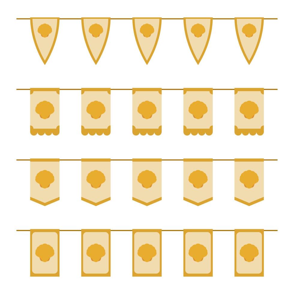 Set of colored Flags with Seashell vector