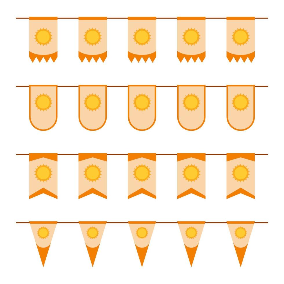 Set of colored Flags with Sun vector
