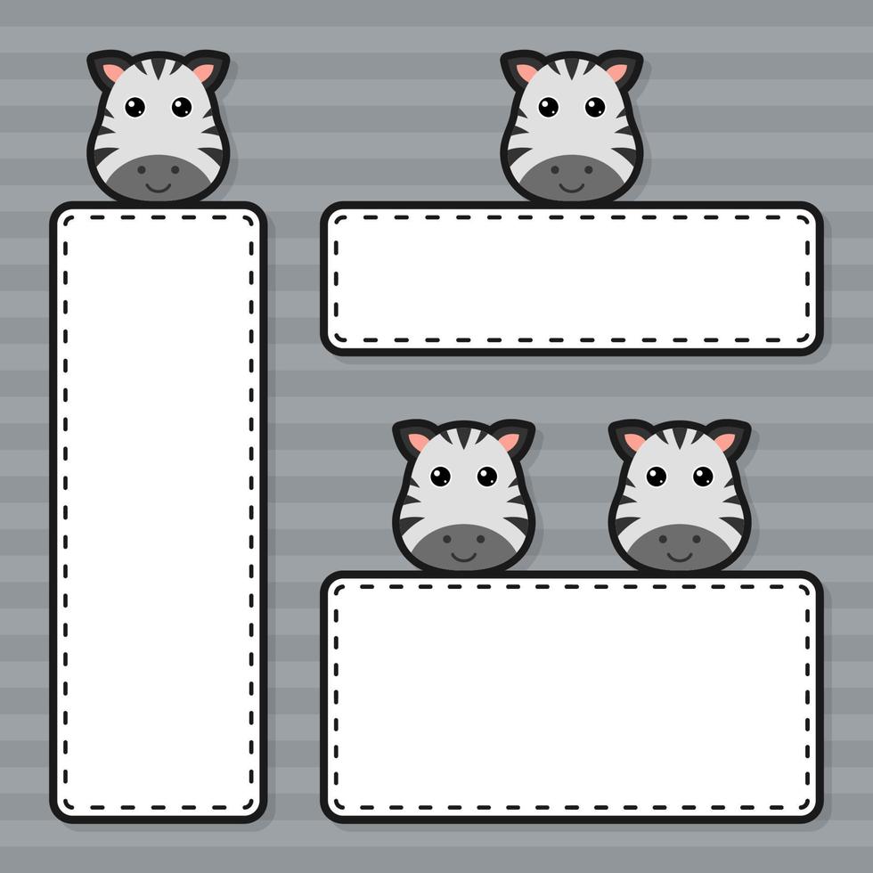 Set of cute banner with Zebra vector