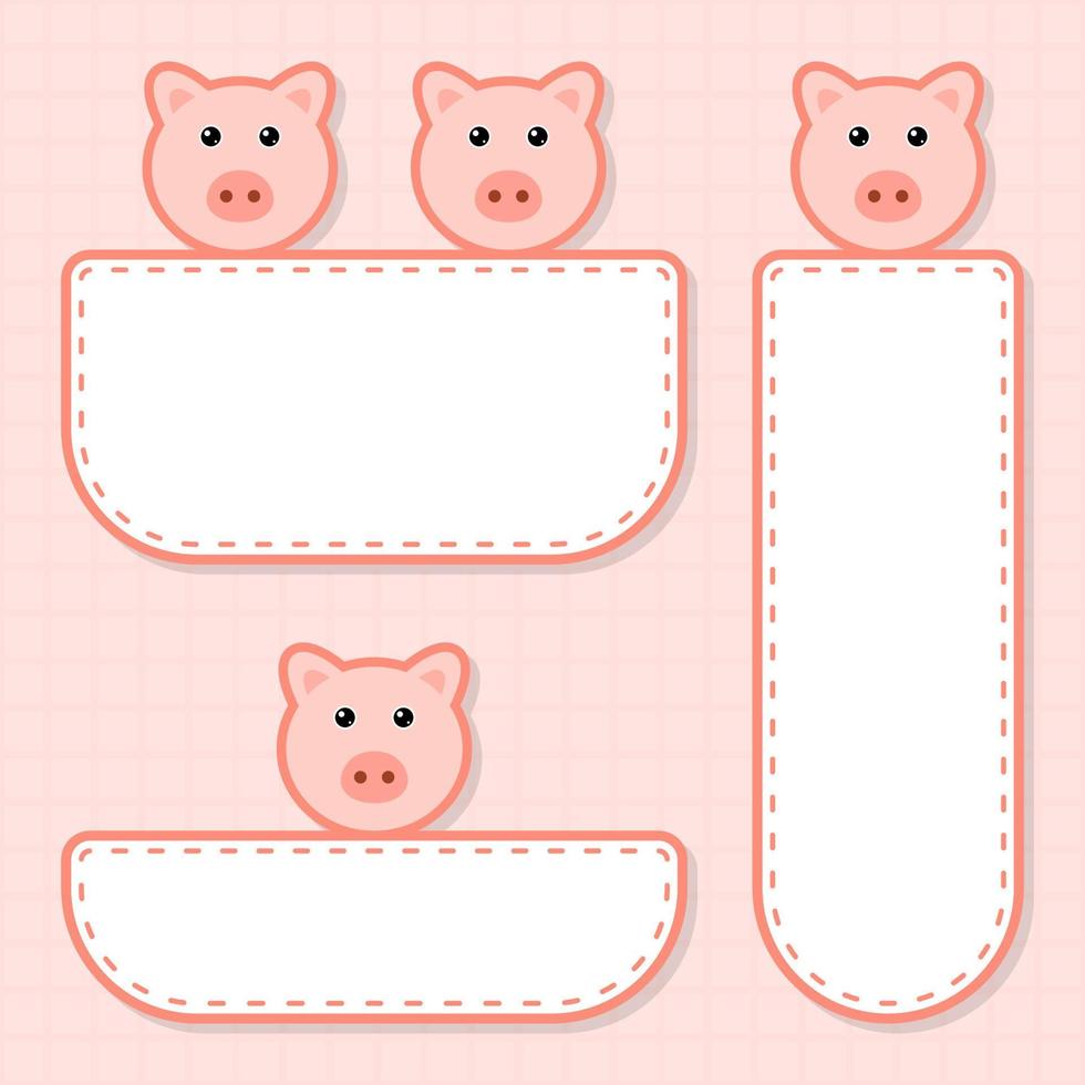 Set of cute banner with Pig vector