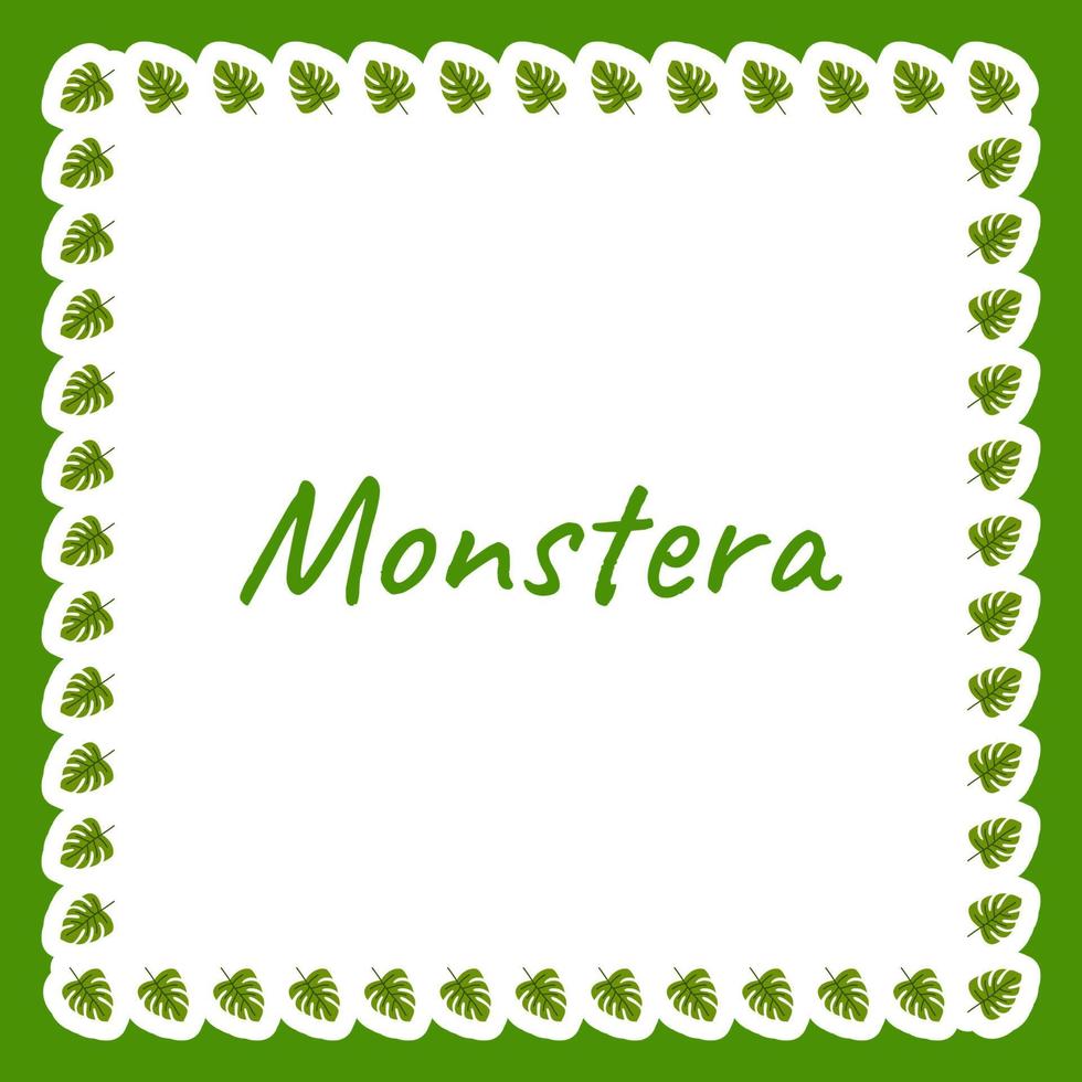 borde con monstera para pancarta, afiche y tarjeta de felicitación vector