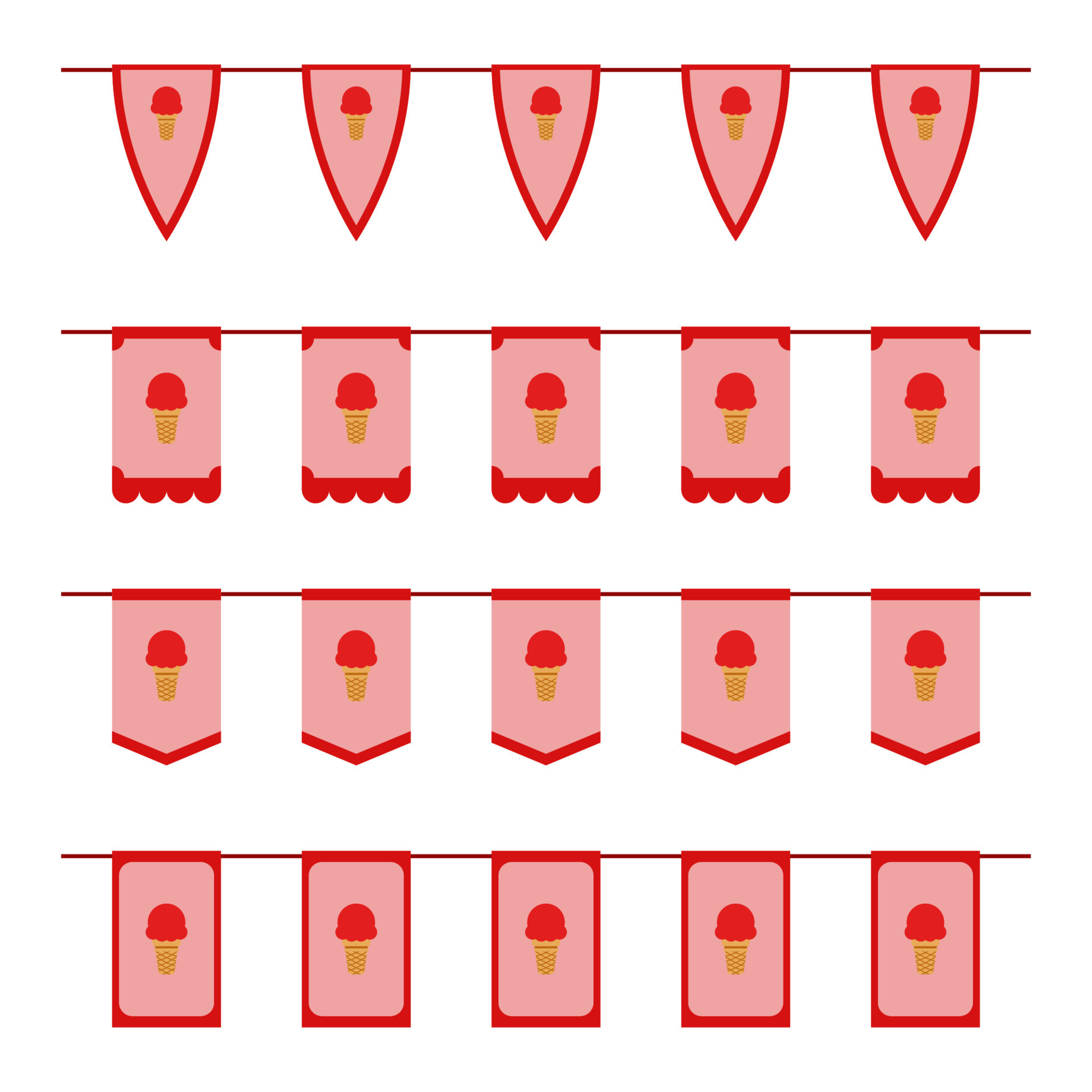 Set of colored Flags with Ice Cream 8690396 Vector Art at Vecteezy
