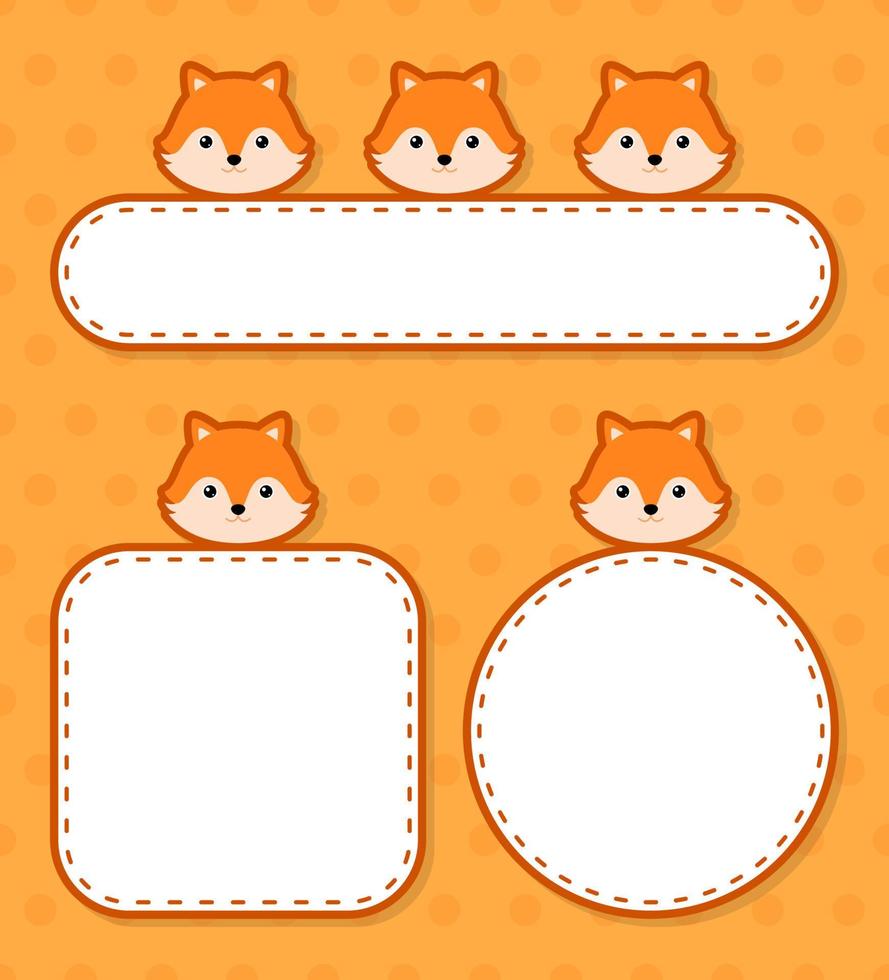 Set of cute banner with Fox vector