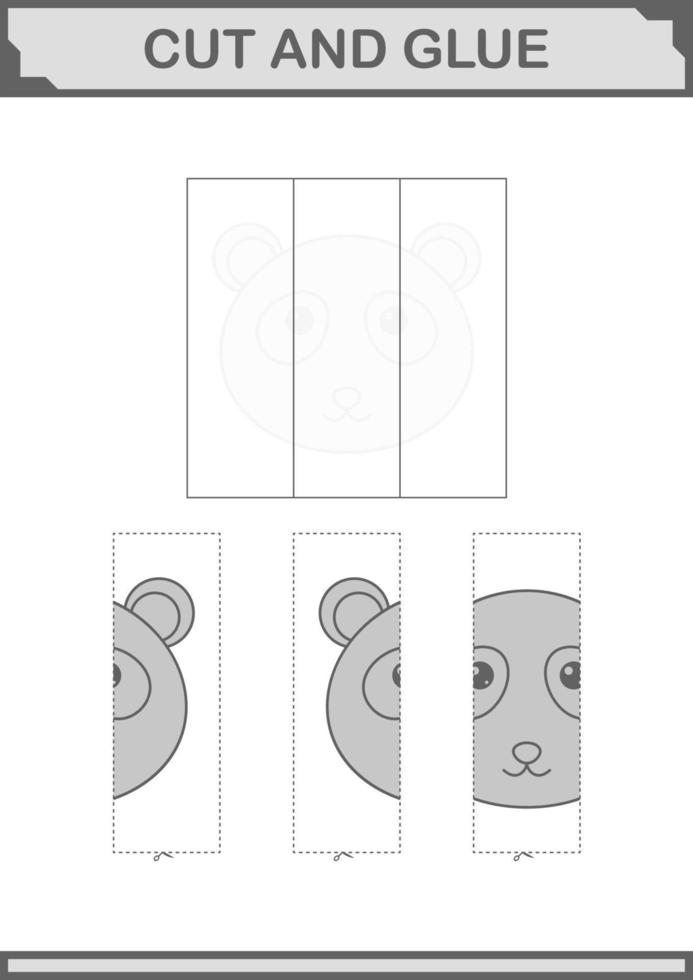 Corta y pega la cara de panda. hoja de trabajo para niños vector