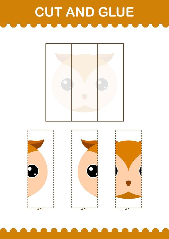 Cut and glue Owl face. Worksheet for kids vector