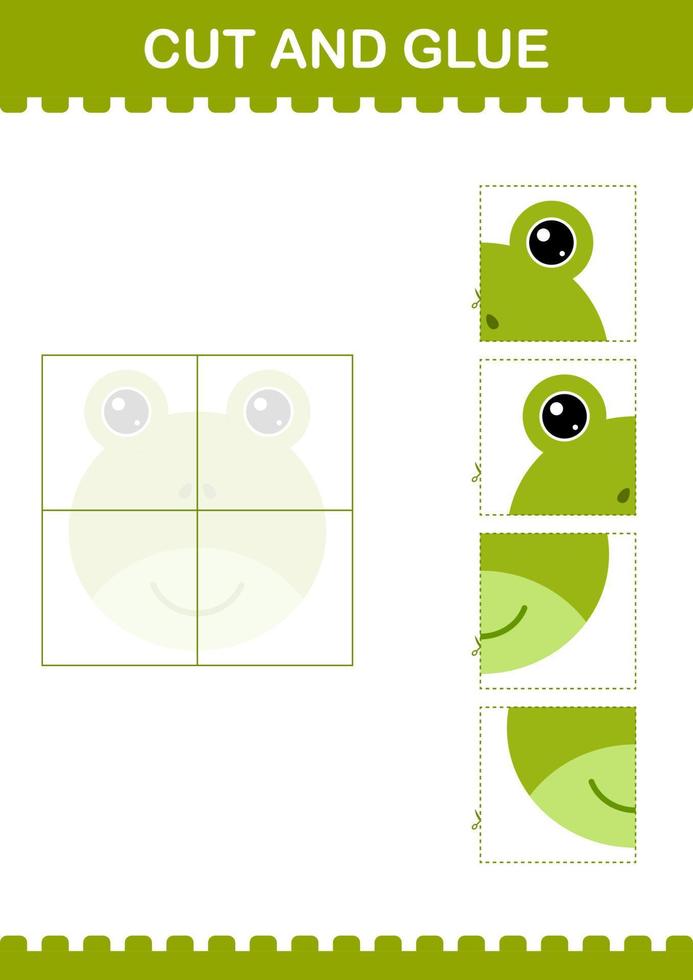 Cut and glue Frog face. Worksheet for kids vector