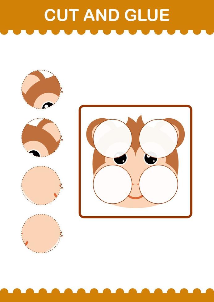 Cut and glue Monkey face. Worksheet for kids vector
