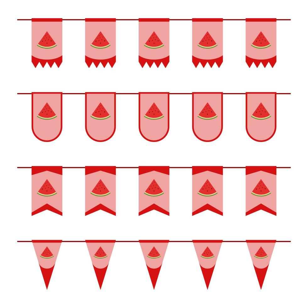 Set of colored Flags with Watermelon vector