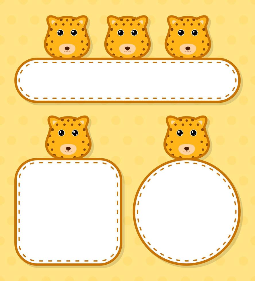 Set of cute banner with Leopard vector