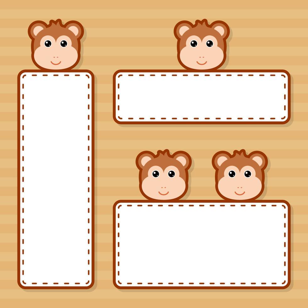 Set of cute banner with Monkey vector