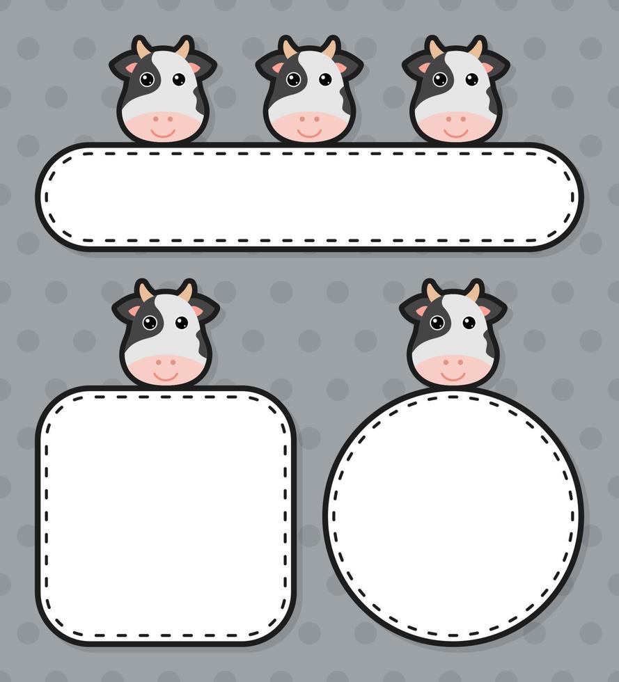 Set of cute banner with Cow vector